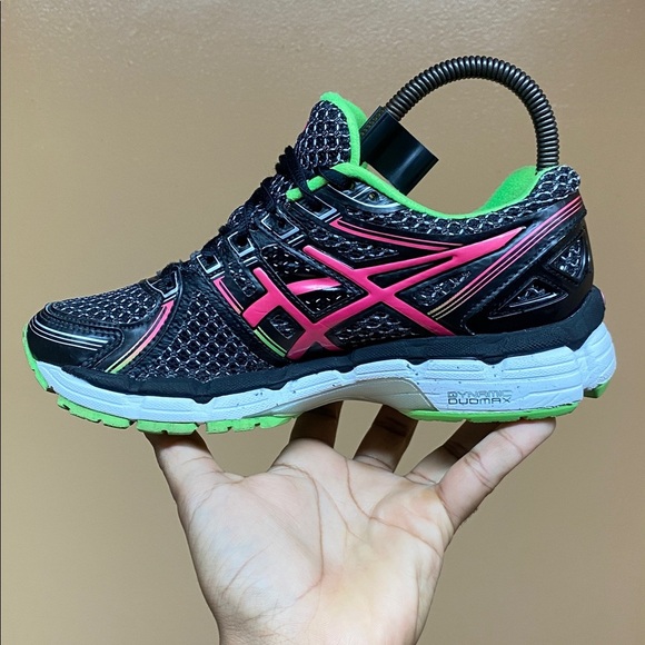 ASICS Gel-Kayano 19 Women’s Running Sneakers Black Grey Pink Green Size 6 T350N - Picture 5 of 16